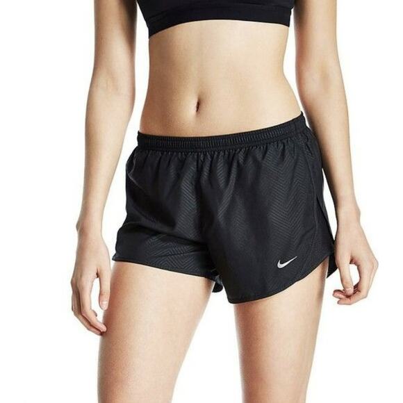 Nike Dri-Fit Womens Brief-Lined Running Shorts Black S Active Gymwear Chevron - Picture 1 of 9